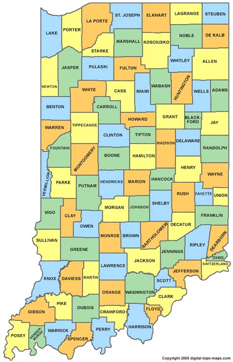 Map of Indiana Counties